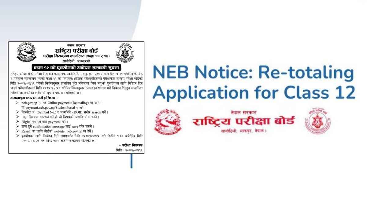 NEB Notice: Re-totaling Application